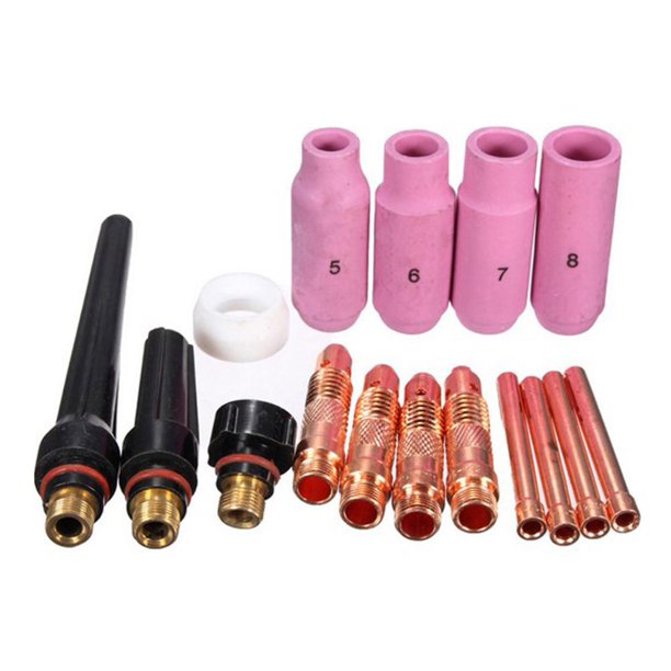 16 Uds máquina de soldadura TIG soplete Kit de lente de Gas rechoncha boquilla de cuerpo de boquilla de copa Likrtyny 3wd3dk6ju6te8hw0