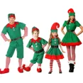 thumbnail image 3 of Disfraz de Papá Noel para Navidad, elfo verde, cosplay, fiesta de carnaval familiar, conjunto de ropa elegante de Año Nuevo para hombres, mujeres, niñas y niños, 3 of 5