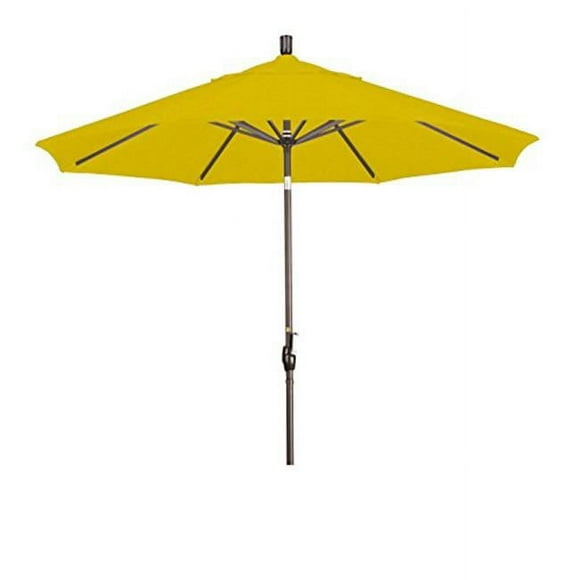 California Umbrella GSPT908117-5457 9 ft. Round Aluminium Umbrella, Push Button Tilt & Bronze Pole - Sunbrella Sunflower