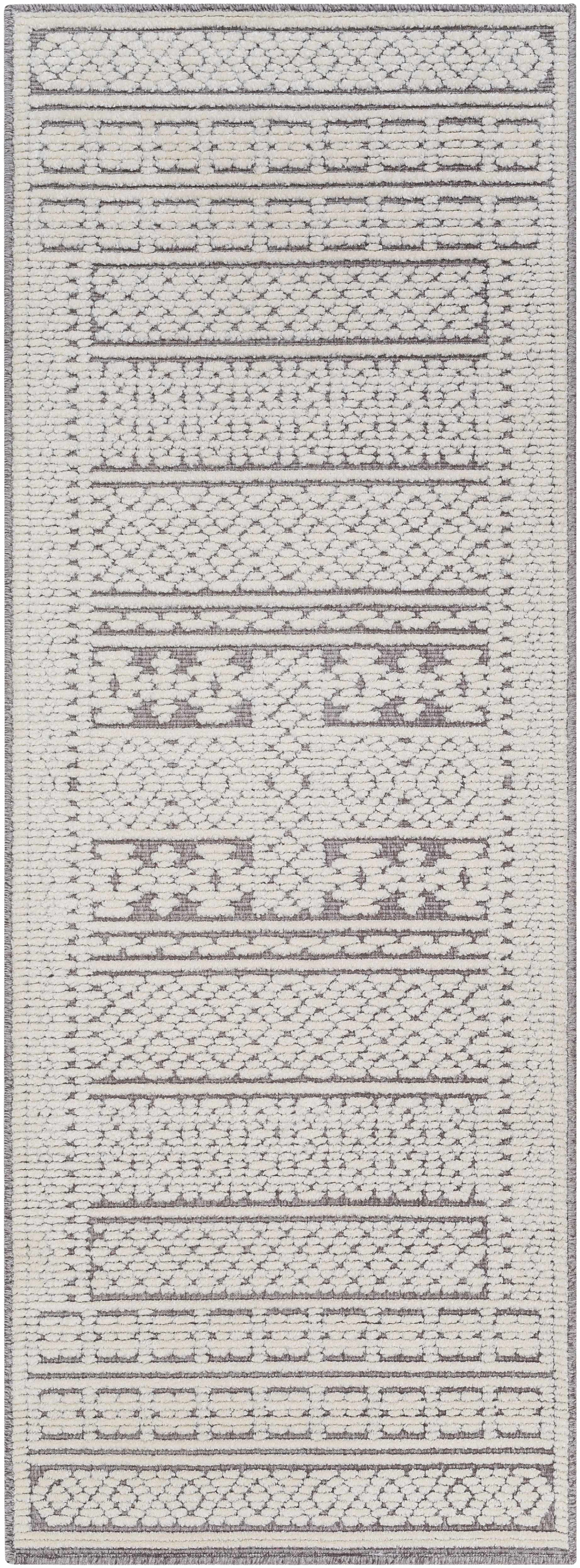 Hauteloom Bahar Living Room, Bedroom Machine Washable Area Rug - Bohemian Modern Farmhouse - Moroccan Transitional - Ivory, Gray, Off White - 7'10" x 10'1"