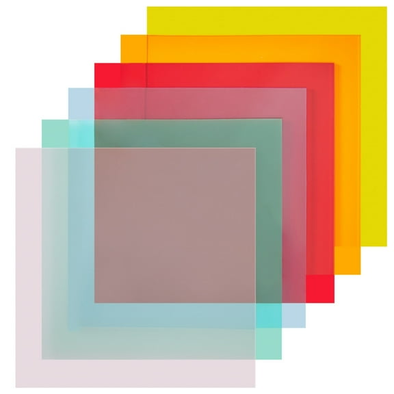 6 Pack Colored Acrylic Sheets 1/8 Thick, Translucent Plastic Plexiglass for Laser Cutting (12x12 In, 6 Colors)