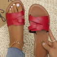thumbnail image 6 of Under $15 Sandals Women, Xunlbb Summer Plus-size Solid Flat Flat With Open-toed Beach Slippers(Red,Size:43), 6 of 9