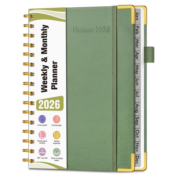 Planner NOTBOKPA 2026 de piel, tapa dura, semanal, mensual, tamaño A5