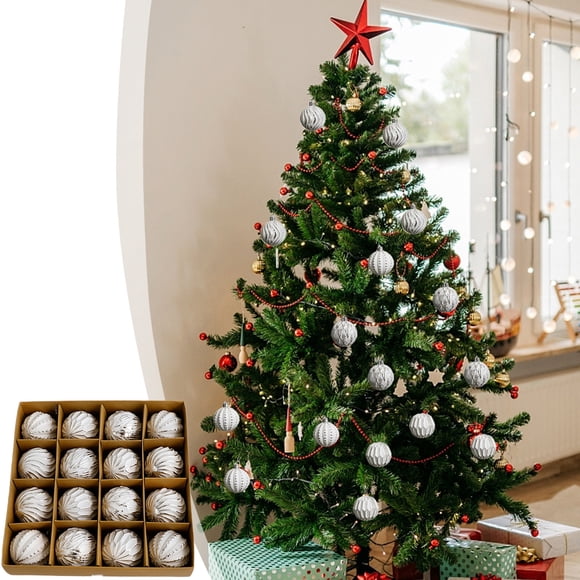 Vaidha Vintage Christmas Ornament Set | 16-Piece Gold & Silver Hanging Ball Decorations | 6cm Tree Pendants for Holiday Scene Layout
