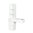 thumbnail image 4 of Dresser for Bedroom, Modern Desk with 2 Drawers, 1 Cabinet and 2 Shelves, Multifunctional Cabinets with Large Storage for Bedroom Living Room, Easy Assembly, Unique T-shaped Design, White, 4 of 7