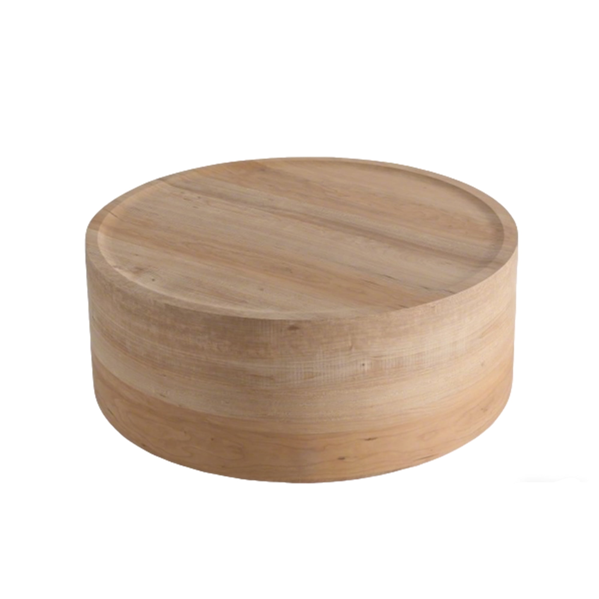 Leumius Round Coffee Table with Natural Wood Grain, Modern Drum Circle Coffee Table for Living Room Bedroom, No Need Assembly Natural 2