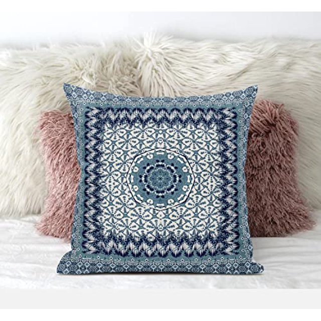 Amrita Sen CAPL419FSDS-ZP-18x18 Coussin en Suède avec Insert Bleu Vif