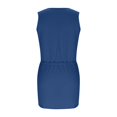 thumbnail image 6 of JoveMarine Dresses for Women Summer Casual V-Neck - Drawstring Waist Short Beach Vacation T-Shirt Dress with Pockets, Sleeveless Lightweight,Blue S, 6 of 7
