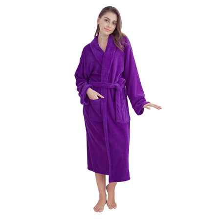 Soft Plush Fleece Bathrobe For Men And Women, Solid Plush Hotel & SPA