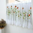 thumbnail image 3 of Cheers.US Sunflower Sheer Princess Style Sunflower Short Curtain Cafe Curtains Kitchen Window Curtain Drapes Elegant Door Divider Sheer Voile Sheer Valances 1 Panel, 3 of 7