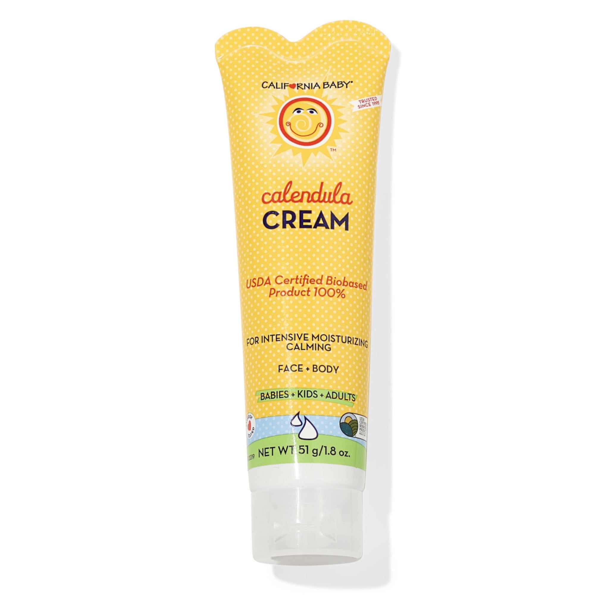 California Baby Calendula Cream | 100% Plant-Based Moisturizer | Lavender Baby Lotion | Face Moisturizer For Dry Skin | Hypoallergenic | 1.8 oz / 51g