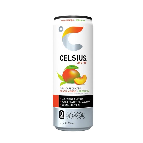 CELSIUS Fizz Free Peach Mango Green Tea Functional Energy Drink - 12 fl oz Can