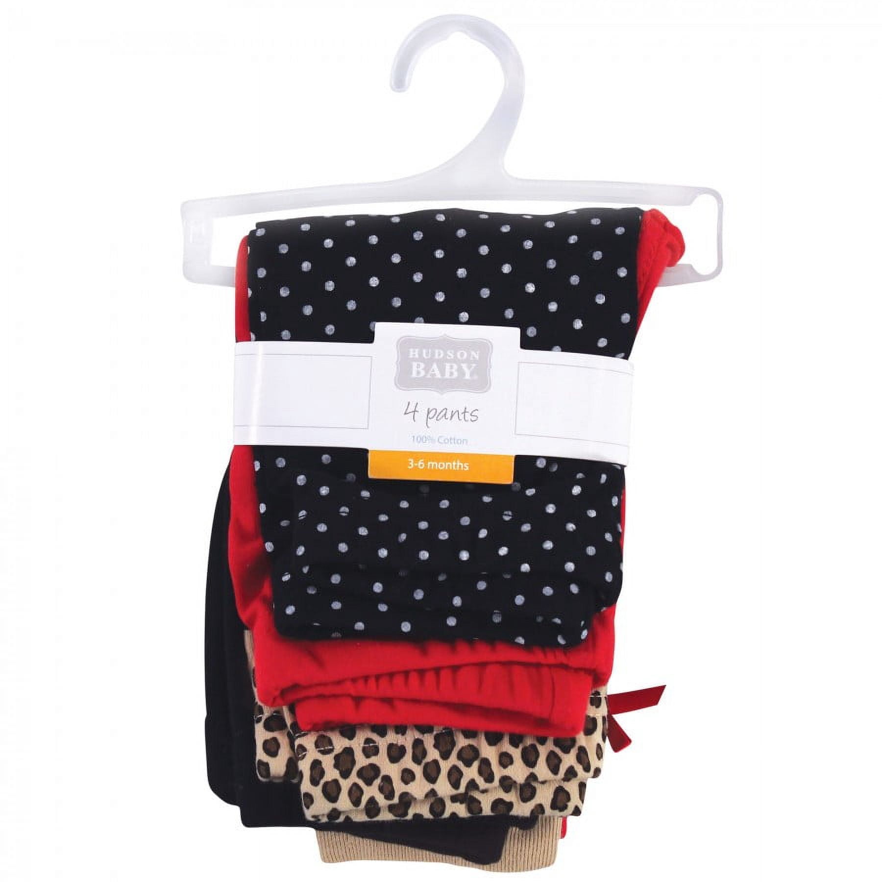 Hudson Baby Infant and Toddler Girl Cotton Pants 4pk, Basic Leopard, 4 Toddler