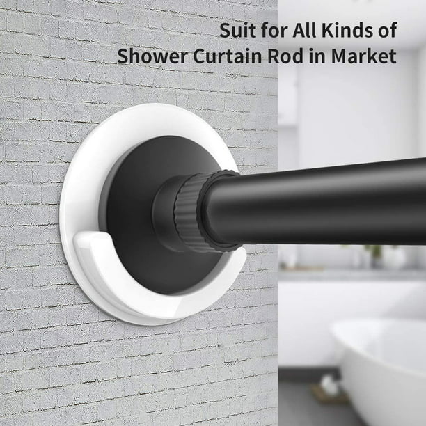 2 Pack Shower Curtain Rod Mount Holder, Wall Mounted Shower Curtain Rod Black