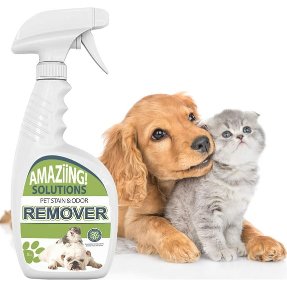 Pet Stain and Odor Remover - Enzyme Cleaner, Pet Urine Odor Eliminator Spray - Floor & Carpet Cleaner Spray, Pet Deodorizers For Home, Fabric Spray W/Fresh, Clean Scent, 32oz Spray
