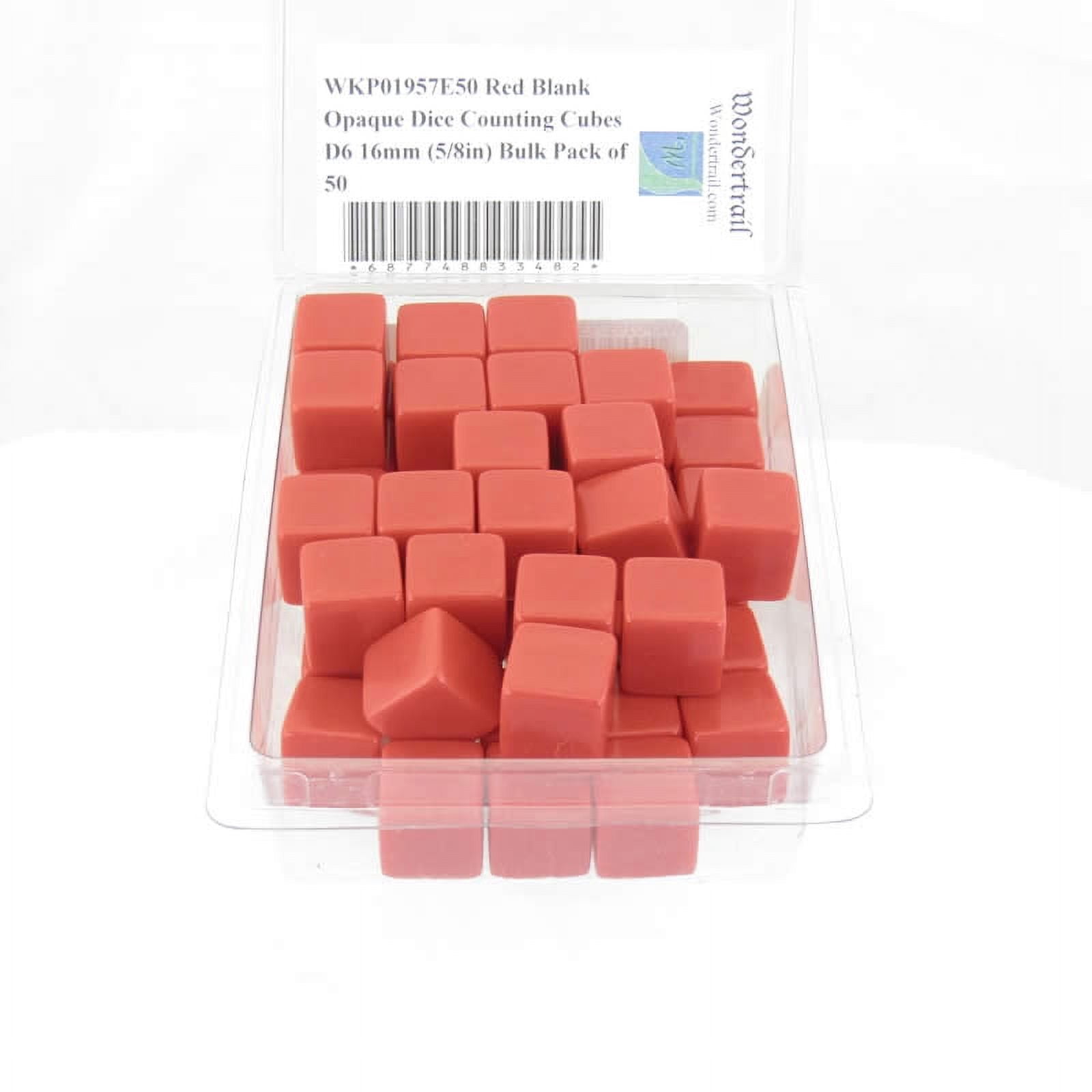 Red Blank Opaque Dice Counting Cubes D6 16mm (5/8in) Bulk Pack of 50 Wondertrail