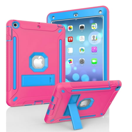 Spot goodsAllytech iPad Air 1st Generation Case Shockproof, Lightweight Silicone Shock Absorbing Kickstand Anti-Slip Kids Friendly Drop Protection Case Cover for Apple iPad Air 9.7 Tablet, Rose+Blue