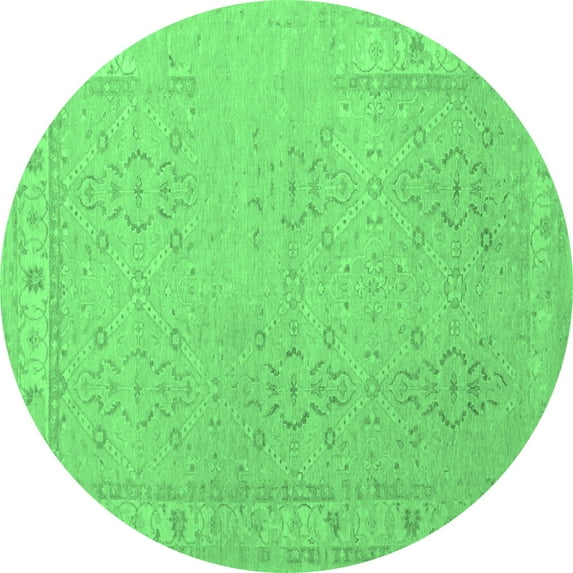 Ahgly Company Indoor Round Persian Emerald Green Traditional Area Rugs, 5' Round