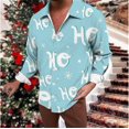 thumbnail image 1 of Camisa para hombre con copos de nieve y cuello abatible, manga larga, estampado HD de Papá Noel rojo, cómoda y suave, 2024, 1 of 6