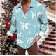 thumbnail image 1 of Camisa para hombre con copos de nieve y cuello abatible, manga larga, estampado HD de Papá Noel rojo, cómoda y suave, 2024, 1 of 6