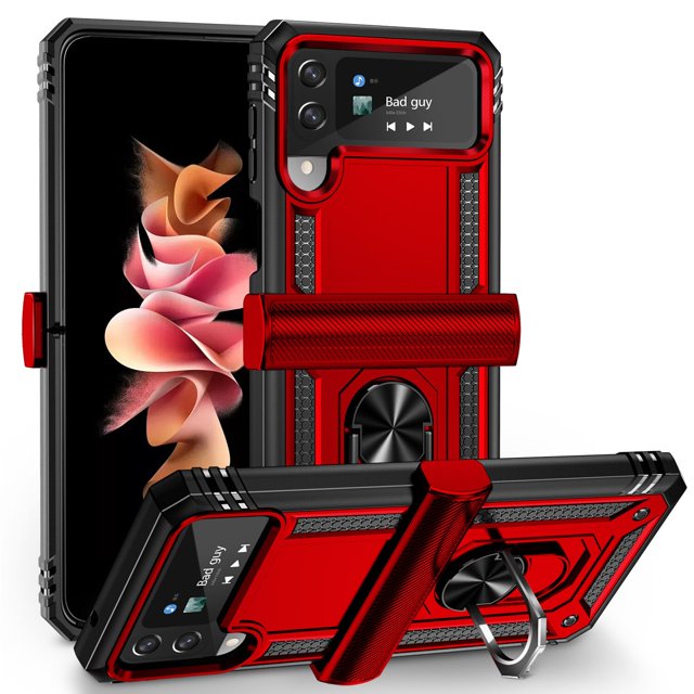 Funda de teléfono con soporte de anillo anticaída para Samsung Galaxy Z Flip4 Flip 3 Zflip4 Flip 4 5G Flip3, fundas de protección contra caídas Fivean unisex