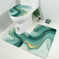 thumbnail image 2 of Blue and Gold Marble Flow Veins Pattern Bathroom Rugs Sets 3 Piece,Toilet Cover Set,Absorbent Non Slip Bathroom Mats Sets with U-Shaped Contour Rug Toilet Rug Set, 2 of 5