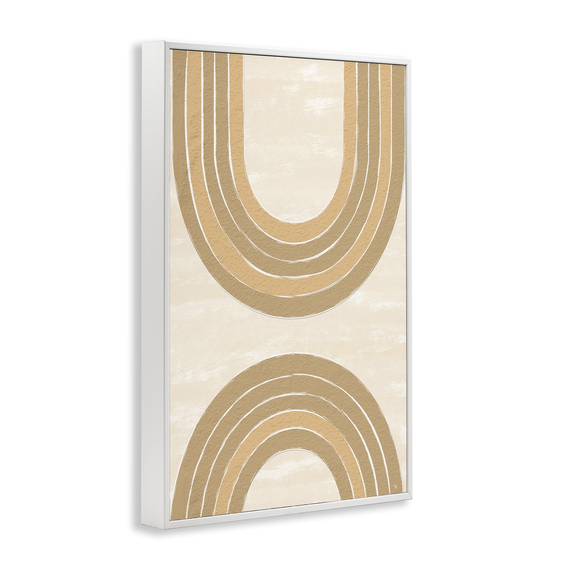 Stupell Industries Neutral Rainbow Arches Abstract Painting White Framed Art Print Wall Art, 16 x 24