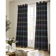thumbnail image 5 of Black Geometric Sheer Curtains 84 Inch Length 2 Panels Set for Living Room/Bedroom, Vintage Grid Plaid Colorful Lines Kitchen Curtains Grommet Semi-Sheer Curtains Drapes Window Treatments 42"x84"x2, 5 of 7