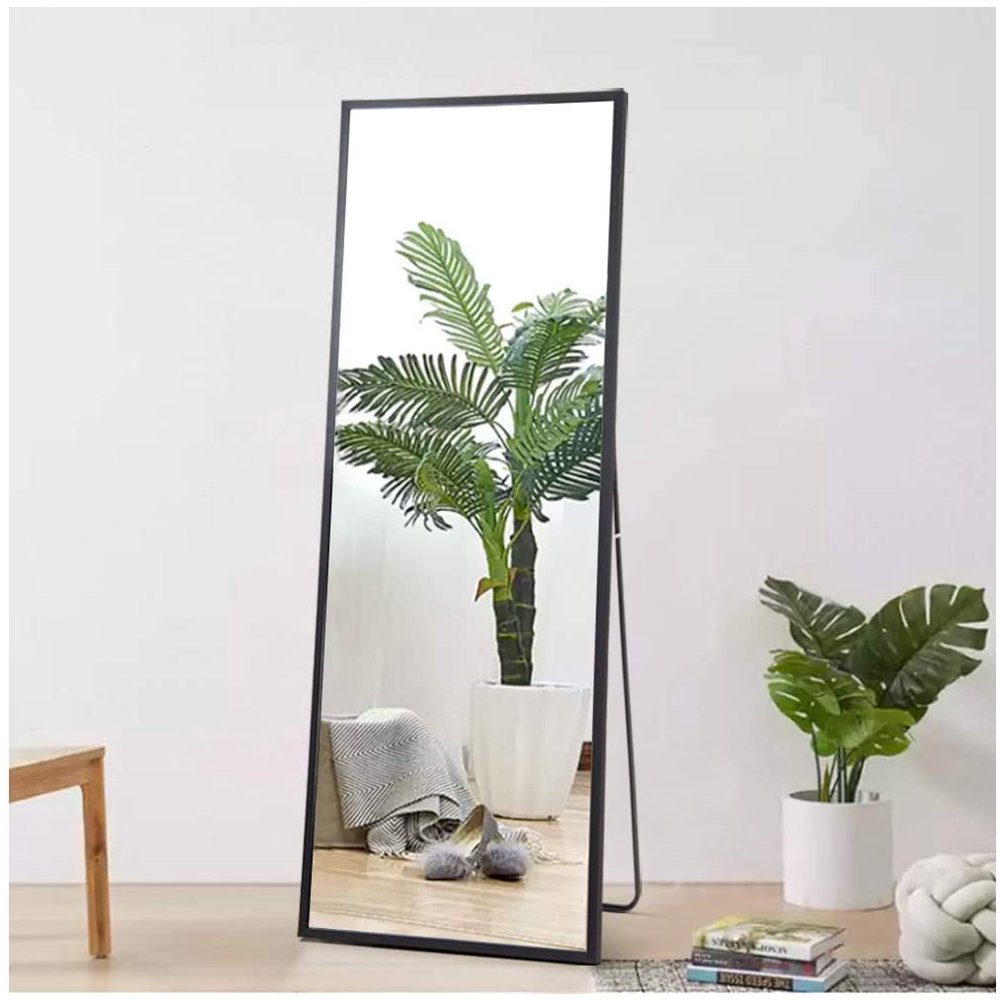 Full Length Mirror Full Mirror Floor Mirror Free Standing Dressing Mirror with Black Aluminum