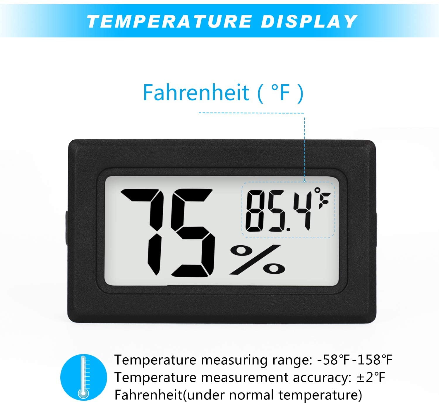 Crazyview 2 Pack Mini Digital Hygrometer Indoor Outdoor Thermometer Hygrometer LCD Temperature Humidity Meter Gauge for Cigar Humidor, Guitar, Garden