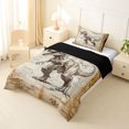 thumbnail image 2 of Homewish Woodland Dinosaur Twin Comforter Sets,Minimalist Sketch Dino Bedding Set,Brown,Black Reversible,2 Pieces,1 Comforter and 1 Pillowcase, 2 of 7