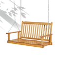 thumbnail image 3 of Towallmark Outdoor Wooden Porch Swing – 4 ft Patio Bench Swing, Heavy-Duty 440 lbs Capacity with Hanging Chain and Spring for Outdoor Deck or Garden, 3 of 9