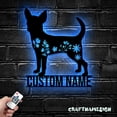 thumbnail image 3 of Craftnamesign Custom FLoral Chihuahuas Metal Wall Art LED Light, Custom Flower Dog Lover Name Sign, 3 of 5