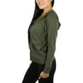 thumbnail image 3 of ToBeInStyle Women's Thin Fabric Long Sleeve Kangaroo Pocket Zip Up Hoodie - Olive - Medium, 3 of 4