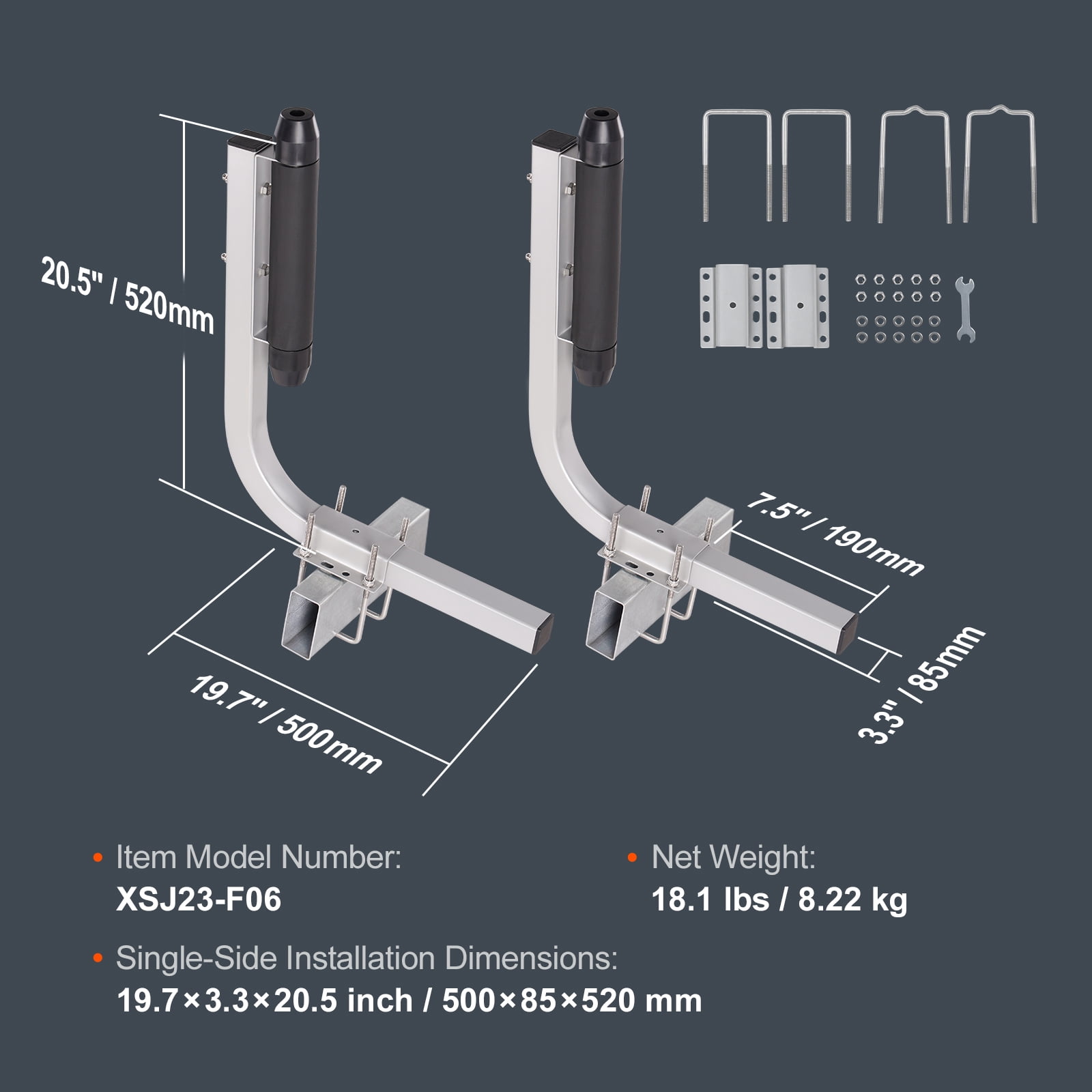 KFFKFF Marine Trailer Guide Set, 20.5” Flexibly Adjustable Poles, Pair of Galvanized Steel Anti-Rust Guides, Durable Roller Support for Ski, Fishing, or Sailboat Trailers 2024