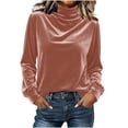 thumbnail image 6 of Tqcoqu Women's Mock Turtleneck Velvet Top,Long Sleeve 2026 Fall Velour Shirts,Trendy Loose Dressy Casual Blouse Daily Wear, 6 of 8