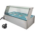 thumbnail image 6 of INTBUYING 3-Pan Food Warmer Commercial Buffet Food Warmer Stainless Steel Steam Table Restaurant Canteen Food Heater with Glass Guard, 6 of 6