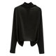 thumbnail image 1 of Camisa de manga larga para mujer, cómoda, elástica, con cuello de capucha, color sólido, camisa bási Abanopi Negro/Grande, 1 of 7