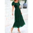 thumbnail image 4 of PRETTYGARDEN Women's Smocked Tulle Midi Dress Summer Square Neck Puffy Short Sleeve Ruffle Wedding Guest Party Dresses, 4 of 9