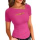 thumbnail image 1 of Short Sleeve Shirt For Women One Pieces Cutout Tops Fashion Slim Fitting Tee Tshirt Spring Summers Clothes Burgundy Xl, 1 of 5