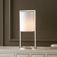 thumbnail image 2 of SAFAVIEH Tamiko 18 in. Modern Chrome Iron Table Lamp with White Cotton Shade, 2 of 6