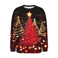 thumbnail image 4 of Womens Christmas Tree Outfits Graphic Pullovers Christmas Printed Shirts Shining Star Sweatshirt Santa Claus Garments Festival Fashion Blouses Clothing, 4 of 5