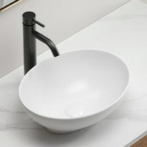 Oval Vessel Sink 16" x 13" Countertop Bathroom Sinks Modern Egg Shape Above Counter White Ceramic Small Sink Vessel Sinks for Bathrooms