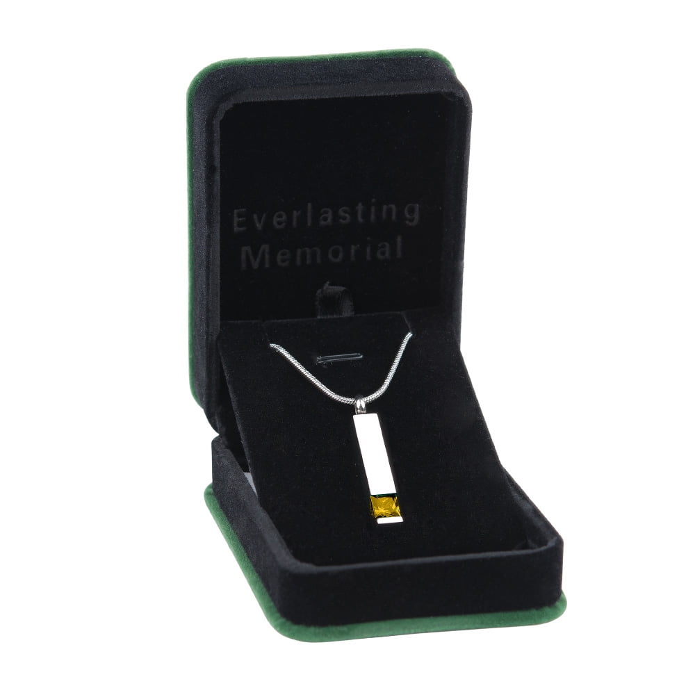 Cremation Jewelry Memorial Birthstone Bar Necklace Handcrafted Waterproof Human Ashes Urn Container with Free Funnel Kit and Velvet Jewelry Box [November]