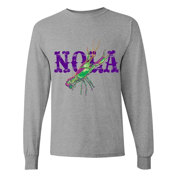 Inktastic Nola Mardi Gras Crayfish in Purple Long Sleeve T-Shirt