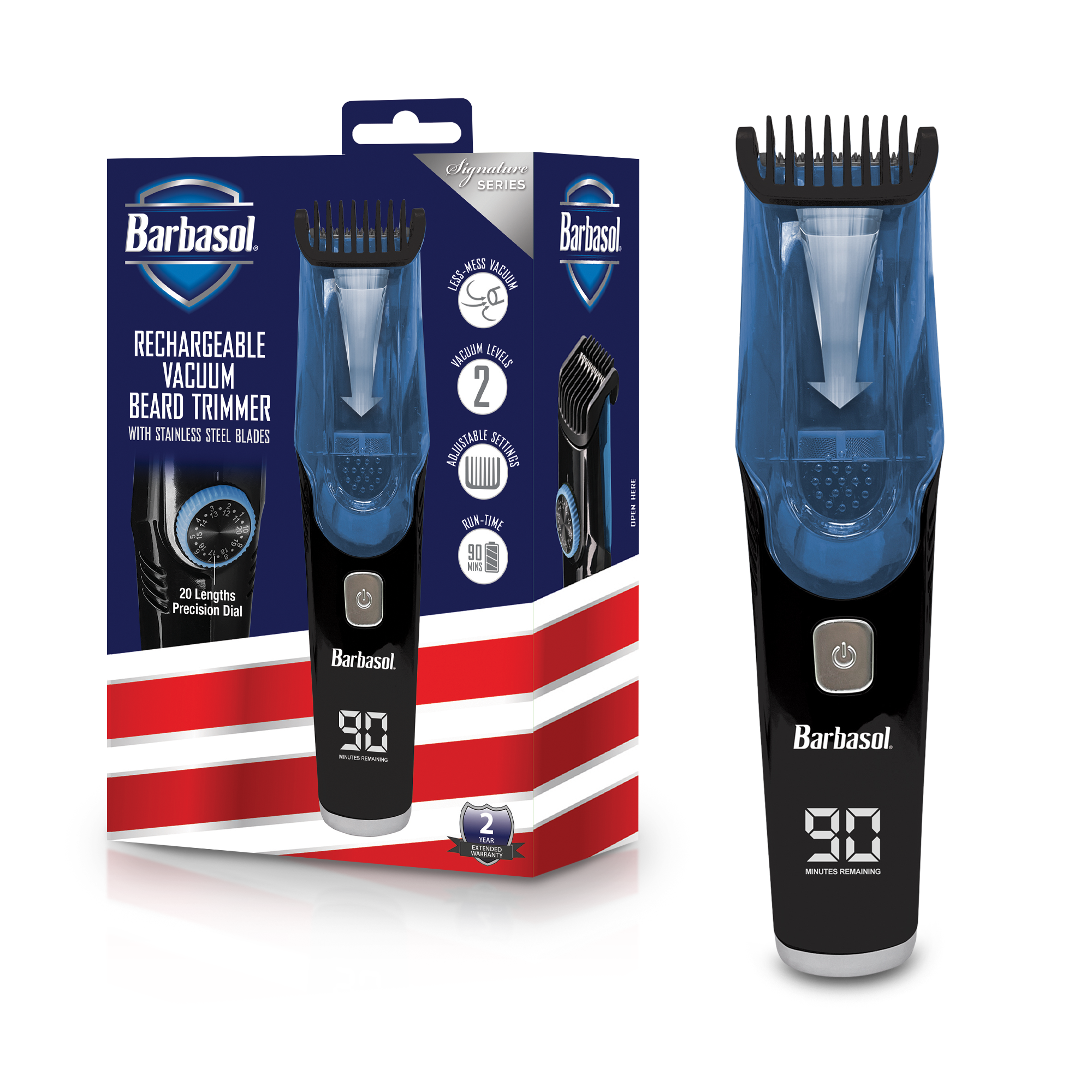 Barbasol Rechargeable Vacuum Beard Trimmer, Black photo 3