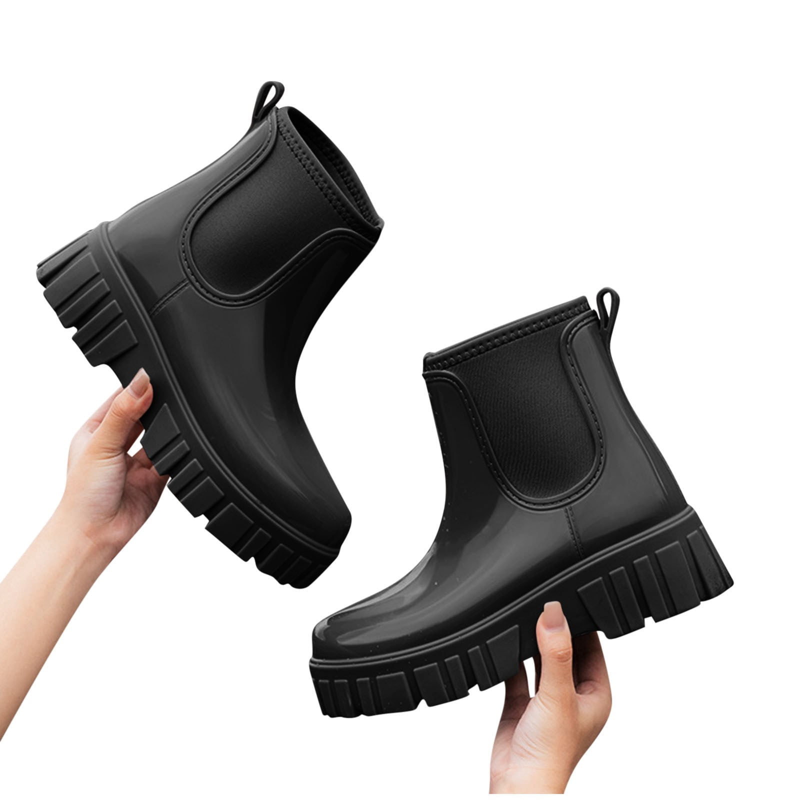 Wowcloth Women's Mid-Calf Rain Boots – Waterproof & Slip-Resistant Solid Color Design for Spring Summer Outdoor Wear, Japanese Style Casual Fashion