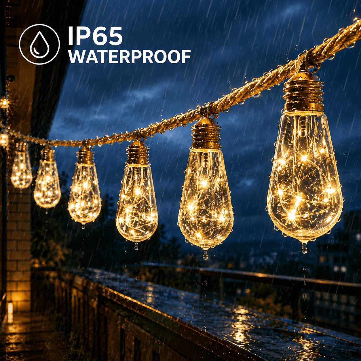 Solar Fairy Lights Outdoor, 26FT/8M 16 Bulb Vintage Hemp Rope String Lights, 8 Modes, IP65 Waterproof, Solar String Lights for Garden Yard Balcony Wedding Party(Warm White)