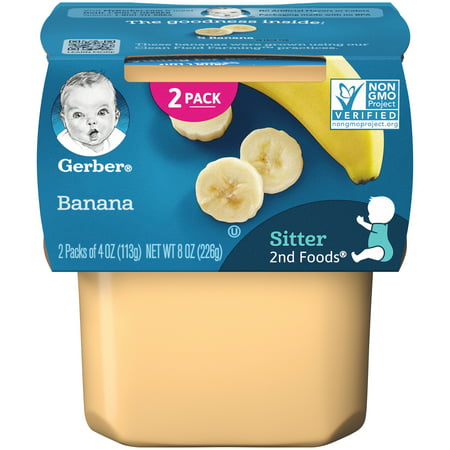 Gerber 2nd Foods Banana Baby Food, 4 oz. Tubs, 2 Count (Pack of