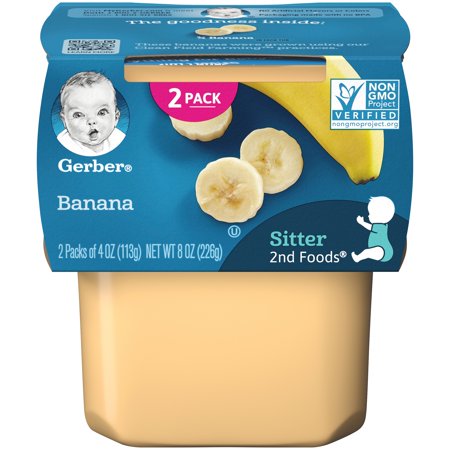 Gerber 2nd Foods Banana Baby Food, 4 oz. Tubs, 2 Count (Pack of